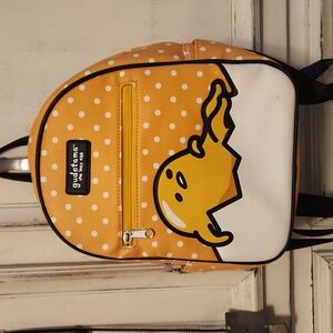 Gudetama “The Lazy Egg” Yellow & White Polka Dot Backpack RARE